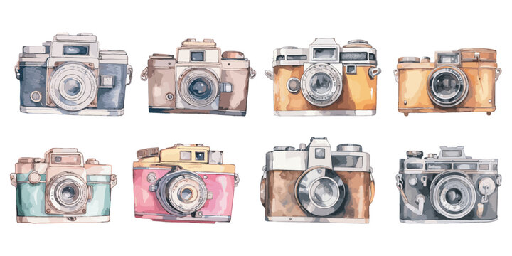 Watercolor Vintage Camera Clipart For Graphic Resources