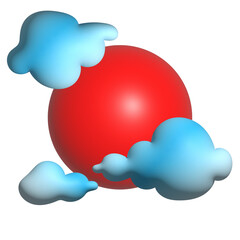 Sun with cloud 3d