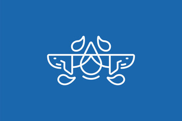 Fototapeta na wymiar Creative logo design of two whales shaped like droplets - Whale Logo Design Template