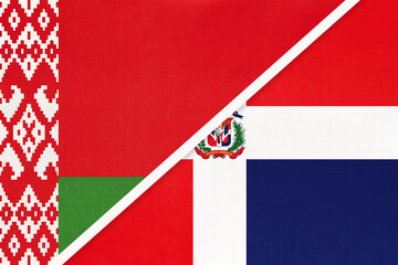 Belarus vs Dominican Republic, symbol of country. Belarusian national flags.