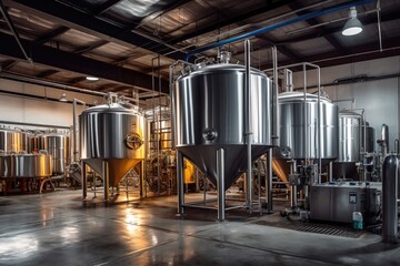 Naklejka na ściany i meble brewing tanks and equipment in a factory