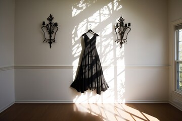 dress with a dramatic shadow on a white wall