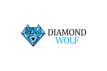 Naklejka premium Wolf Logo Design - Diamond Logo Design Template