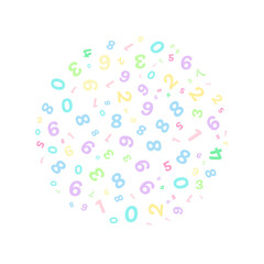 A background with colorful numbers of various sizes as a pattern.