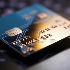 Credit card close up with selective focus on background. Generative AI.
