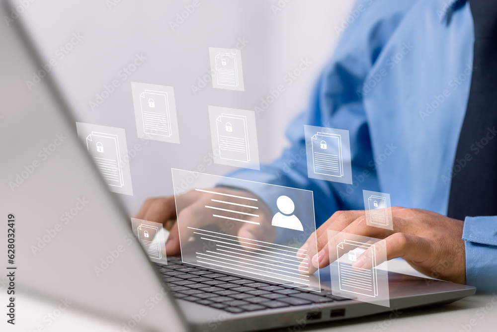 Poster employee confidentiality. software for security, searching and managing corporate files and employee