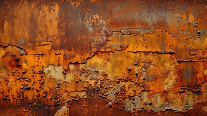 Rust texture. Rusty iron rough surface. Orange brown vintage background. Generative Ai