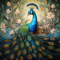 Fototapeta premium Indian Male Peacock Generative AI technology