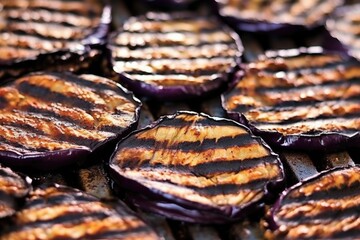 charred cedar plank with grilled eggplant and herbs