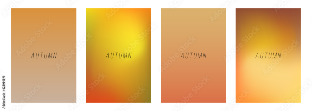 Fototapete set of autumn color backgrounds with soft color gradients and blurred effect for fall season creativ