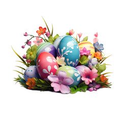 Obraz na płótnie Canvas Happy Easter, transparent background, Generative ai