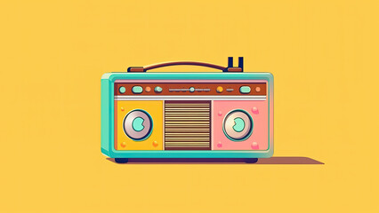 A charming cartoon retro radio in a minimalistic style. captures the essence of the national radio day concept, evoking nostalgia and a sense of celebration