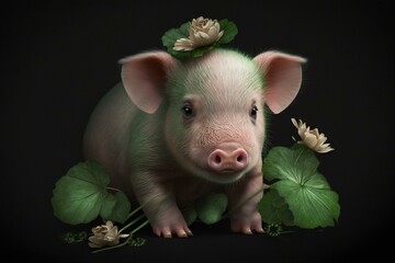 Lucky pig with clover 2. Generative AI