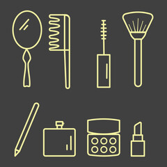 Beauty and makeup icon set stock image. Cosmetics and beauty accessories. Editable stroke Vector illustration EPS 10. 