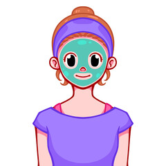 pimples cartoon girl and skincare routine character