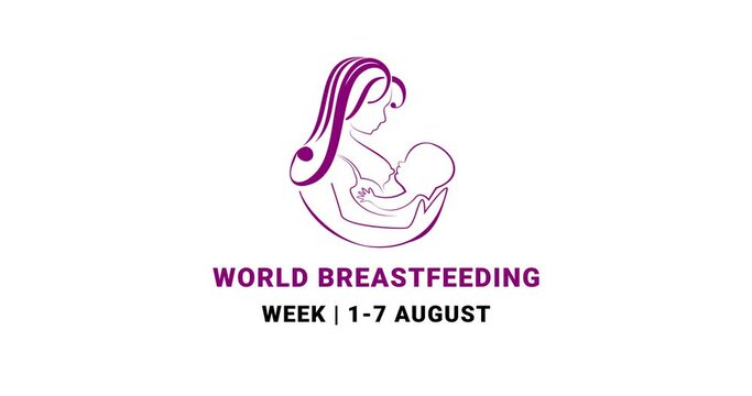 World Breastfeeding Week. Happy Breastfeeding Week. Text animation with the breastfeeding logo on the white background alpha channel. Celebrated annually on August 1-7. Great for celebrations, events