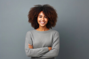 Smiling Young Woman in Casual Attire