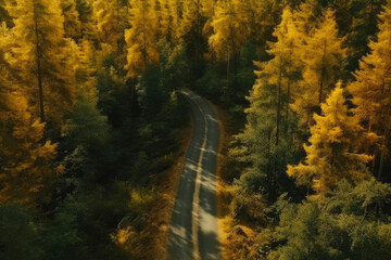 Autumn Road Amidst Trees