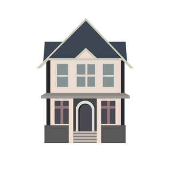 eautiful old house building, western home vector illustration