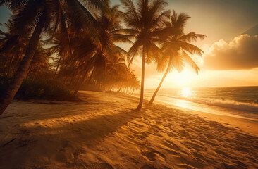 Tropical Dreams: Sun Rays and Palm Fronds