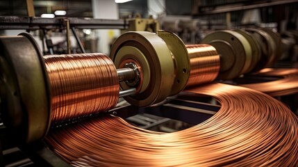 Manufacturing process of copper wires and cables. Generative AI