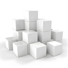 White cubes on a white isolated background.