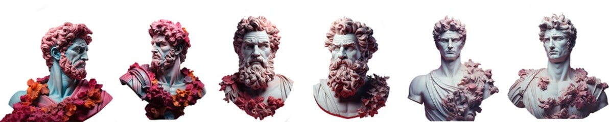 Stoic Philosopher and Renaissance Man Statues, Modern Renaissance Digital Concept Render Isolated Template