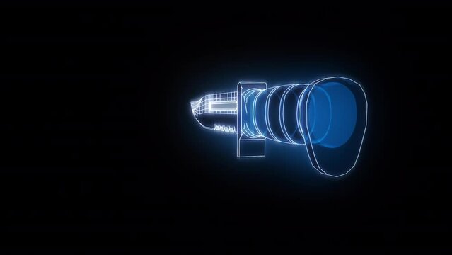 3D wiremesh of a rotating knife on a transparent background.
