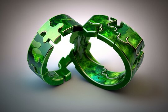Green puzzle ring. Generative AI