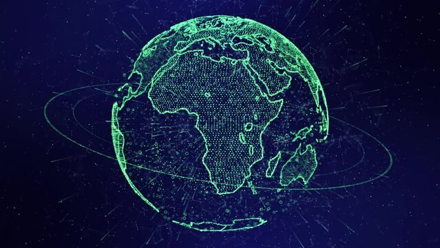 Global network connection and data connections concept. Worldwide Big Data Cloud. World Connections Light Lines. Futuristic Earth Globe. Perfect for slideshows, presentation, trailers, sci-fi openers