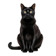 black cat isolated on transparent background cutout