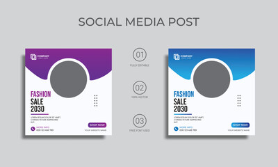 vector fashion sale social media post template. fashion social media post design and web banner.