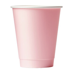 pink paper cup isolated on transparent background cutout