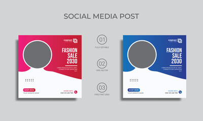 vector fashion sale social media post template. fashion social media post design and web banner.