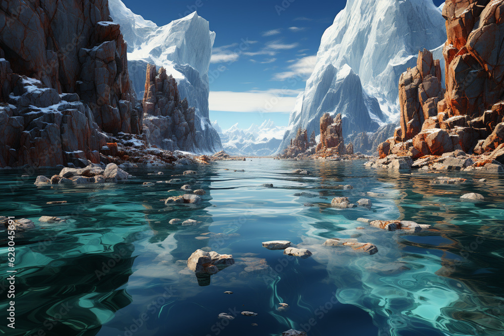 Aufkleber an iceberg with a striking arch-shaped formation, resembling a natural bridge, inviting the viewer t