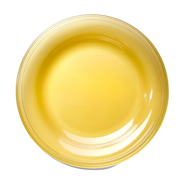 yellow plate isolated on transparent background cutout