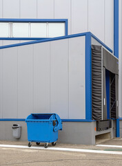 Open Blue Dumpster Warehouse
