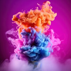 Obraz premium Illustration of a colorful liquid-filled vase against a vibrant purple backgroundilluminated