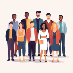 Diverse Group of People vector flat isolated illustration