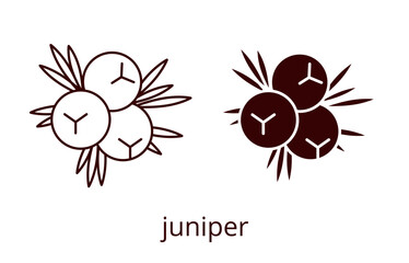 Juniper icon, line editable stroke and silhouette