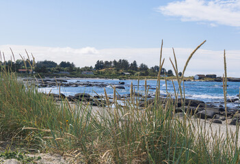 Scenic view of the coastline of a sandy beach in Norway