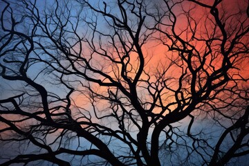 tree branches creating a fractal-like silhouette against sky