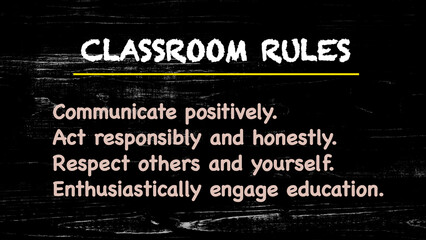 Classroom rules written on blackboard 