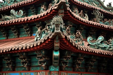 Obraz premium traditional chinese temple roof details