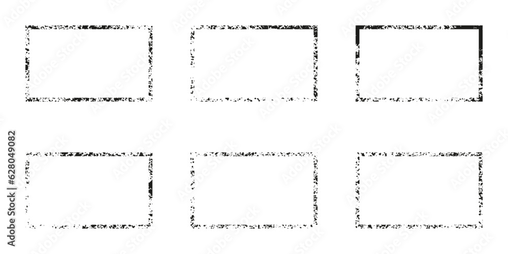 Poster paint spray texture border set. rough retro frame, grunge rectangle collection. graffiti edge form, 