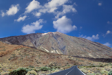 The road to the volcano Teide at Tenerife island . Canary islands. Spain.