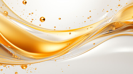 beautiful abstract background with orange oily wave and air bubbles on white. Generative Ai. 