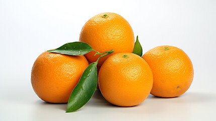 large oranges on a white background. Generative Ai. 