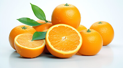 oranges on white background top view. Generative Ai. 