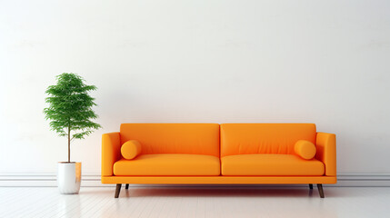 modern living room with orange sofa. Generative Ai. 